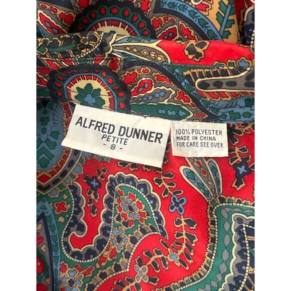 Vtg Alfred Dunner Paisley Blouse, Blue Green Red Women 8, 80’s/90’s - Picture 7 of 7